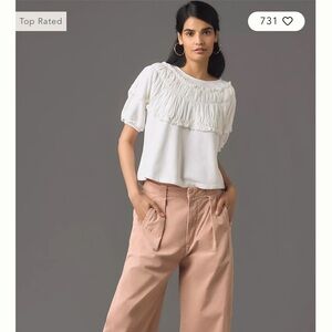 Anthropologie Tie-Backed Ruched Blouse